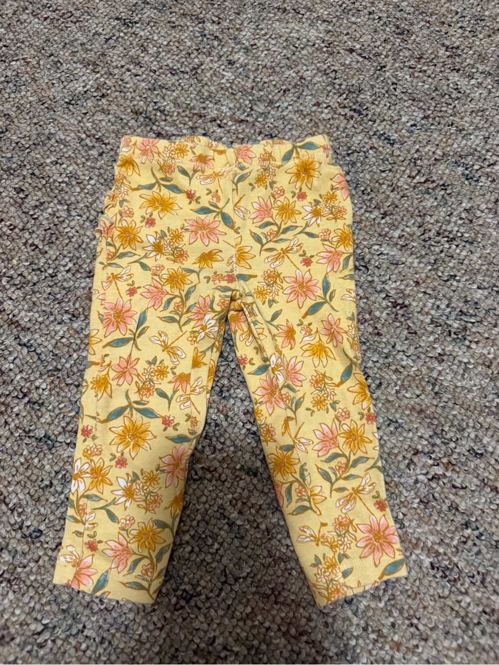 Girls' Yellow Floral Leggings - Soft Stretch Kids Bottoms